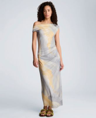 Women's Off-The-Shoulder Ruched Waist Midi Dress