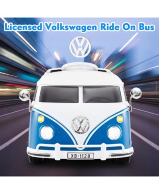 12V Ride On Car Licensed Volkswagen Ride-on Bus with Cup Holder and LED Headlights for 3+ Years Old-Blue