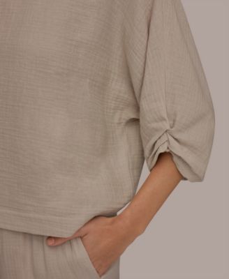 Women's Boat Neck Cotton Blouse