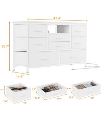 8-Drawer LED TV Stand with Power Outlet, 22 Color Lighting Media Console for 55-Inch TVs Storage Cabinet