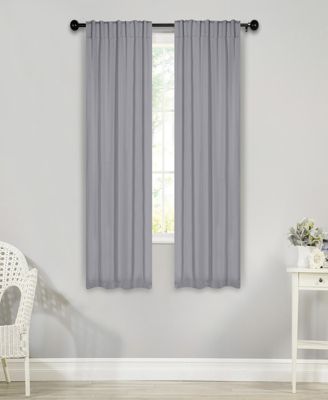 Solid Machine Room Darkening Blackout Curtains with Back Tabs, Set of 2