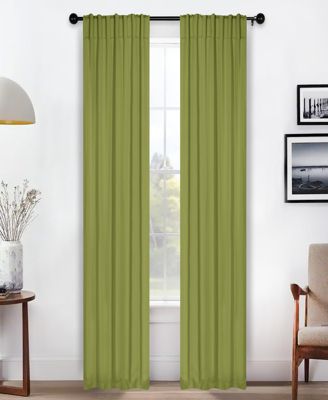 Solid Machine Room Darkening Blackout Curtains with Back Tabs, Set of 2