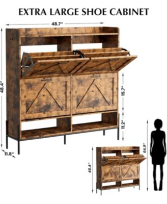 Large Shoe Cabinet – Freestanding Hidden Shoe Organizer with 4 Flip Drawers, Space-Saving Shoe Storage Rack for Hallway