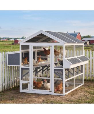 Chicken Coop, Wooden Hen House with Feeders and Nesting Boxes