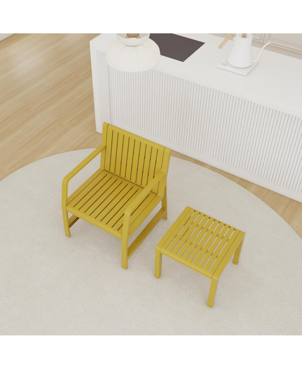 Flynama 2 Piece Indoor Outdoor Furniture Set with Chair Coffee Table Waterproof Pp Material Easy Assembly Patio Conversation Set