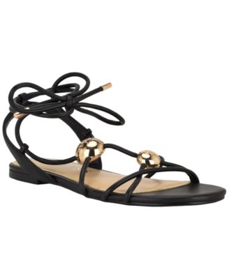 Women's Tabell Strappy Gold Dome Tie-Up Flat Sandals