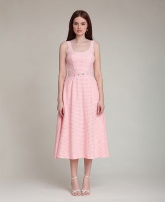 Women's Gingham Checkered Midi Dress