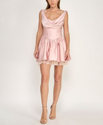 Juniors' Cowl Neck Short Dress