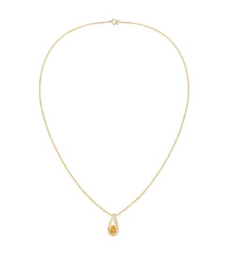 Citrine (3/4 ct. t.w.) & Lab Grown White Sapphire (1/6 ct. t.w.) Pendant Necklace in 14k Gold Over Sterling Silver (also in Sterling Silver)