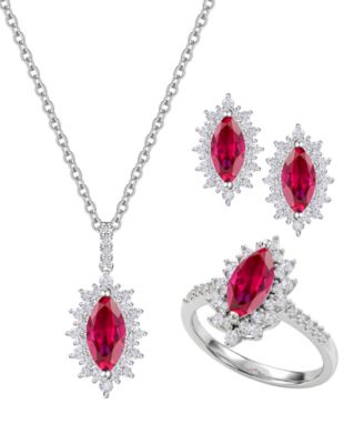 3-Pc. Amethyst (3 ct. t.w.) & Lab Grown White Sapphire (1-7/8 ct. t.w.) Ring, Earring & Necklace in Sterling Silver (also in Other Gemstones)