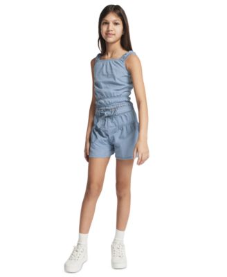 Girls' 7-16 Smocked Waist Square Neck Top