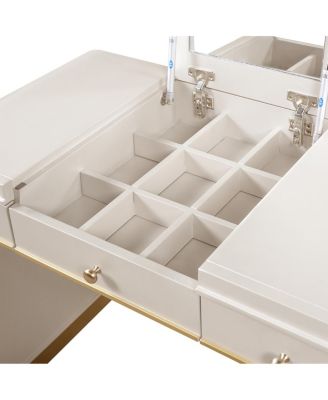 Classic Wood Vanity Desk with Flip Mirror & 2 Drawers, Champagne