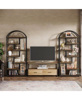 71" Tall Arched Bookshelf Set of 2, Industrial Etagere Bookcase with Open Display Shelves, Floor Stand Storage Organizer Shelving