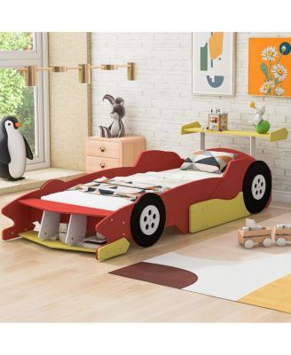 Streamdale Twin Size Race Car-Shaped Platform Bed with Wheels