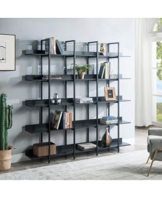 5 Tier Vintage Industrial Bookcase with Metal Frame & MDF Board