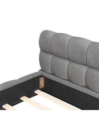 Streamdale King Size Gray Upholstered Platform Bed with Solid Frame