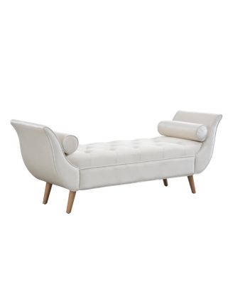 Upholstered Velvet Bench with 2 Pillows and Rolled Arms