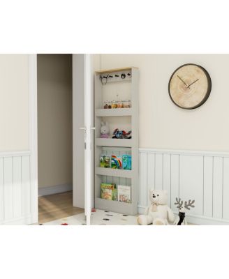 Behind The Door 69" Bookcase with 4 Shelves, 5 Hooks