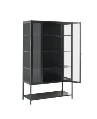 Iron Display Cabinet with Glass Door and LED Lights