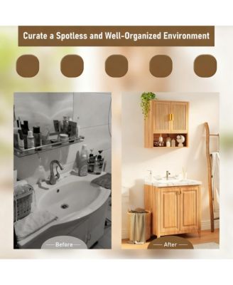 Adjustable Wood Shelf Bathroom Cabinet - Multi-functional, Space-saving, Easy Assembly