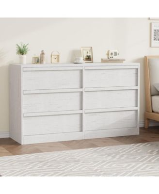 6 Drawer Dresser for Bedroom, Modern Double Dresser Organizer with 6 Drawers Large Storage, Wooden Chest of Drawers for Living Room, Nursery