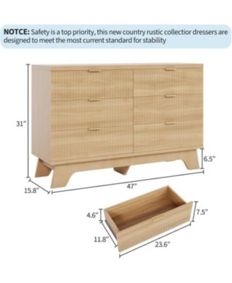 6 Drawer Dresser for Bedroom, 47" Wide Mid Century Modern Dresser with Gold Handle,Fluted Dressers Chest of Drawers,TV Stand,Storage Organizer