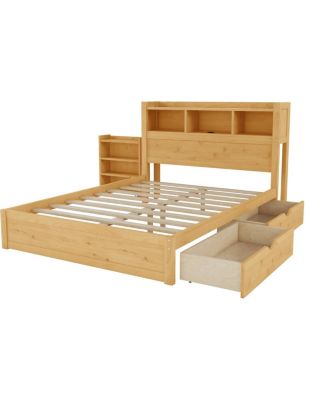 Full Size Storage Bed with LED Headboard and Drawers