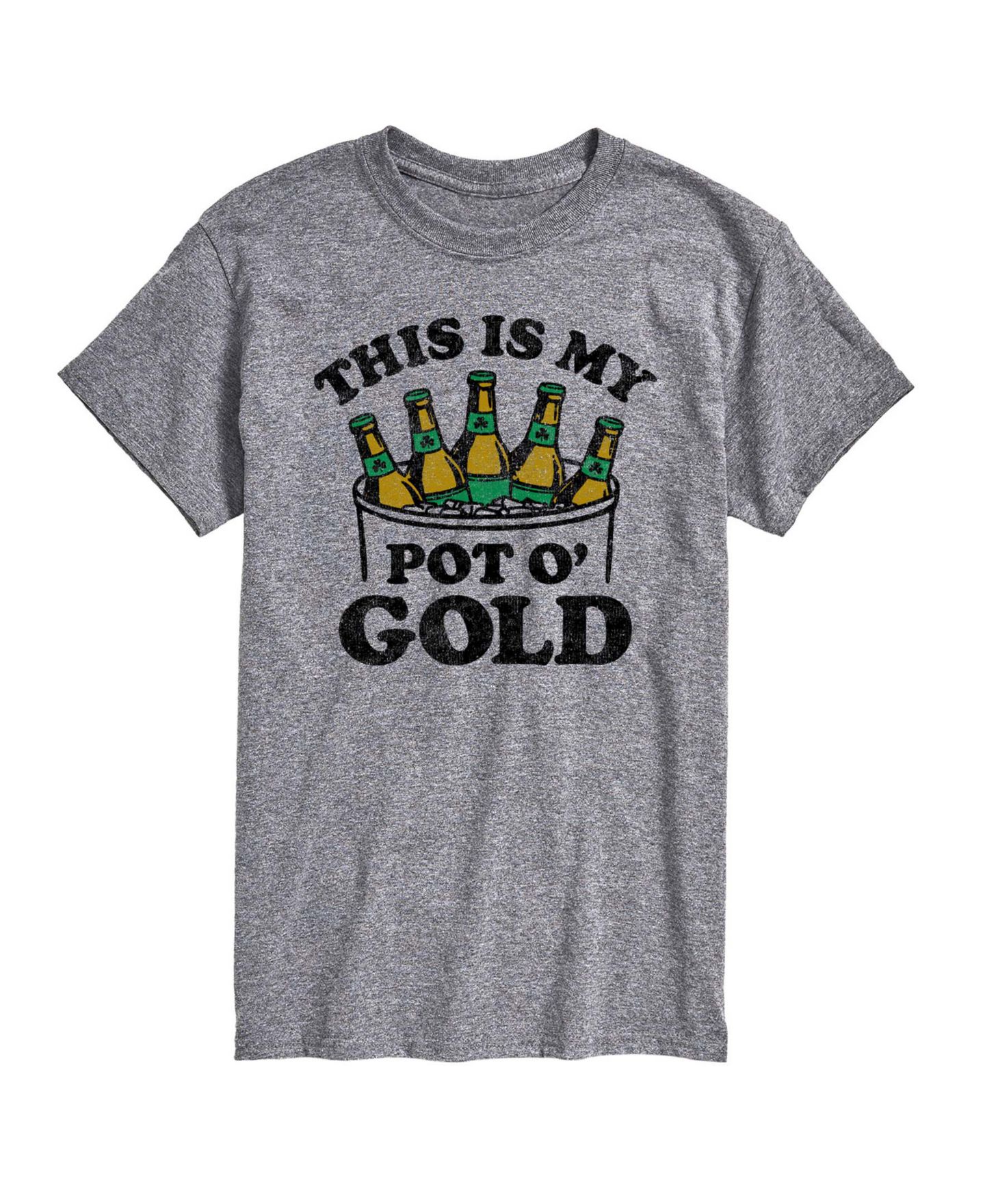 Мужская футболка AIRWAVES Instant Message Beer Pot O' Gold Short-Sleeve Graphic, цвет: Серый меланжевый — фото 1