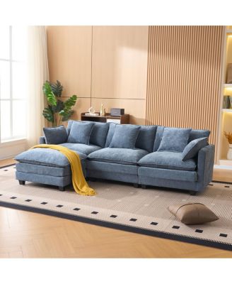 3-Seat Storage Ottoman Sectional Couch for Living Room