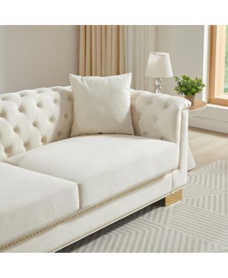 3+2 Seater Chesterfield Rolled Arm Velvet Combination Sofa