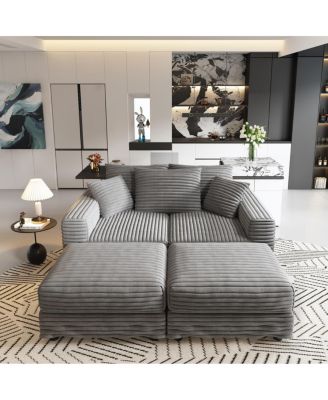 82.7" Plush Corduroy 3-Seat Sofa, Modern Comfy Upholstered Cloud Couch