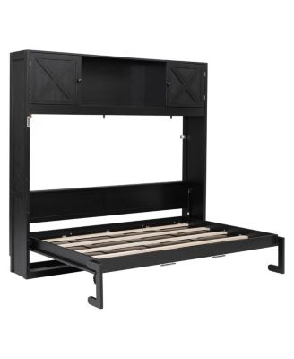 Queen Size Murphy Bed with Storage Cabinets