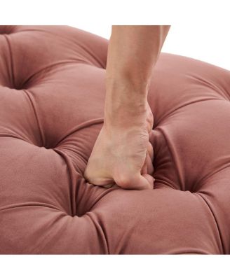 Velvet Upholstered Bench with 2 Pillows for Bedroom, Living Room, Entryway