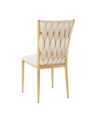 Streamdale Beige Velvet Dining Chair with Gold Legs (Set of 2)