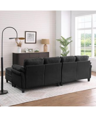 102" Contemporary L-Shaped Modular Sectional Sofa with Storage Ottoman