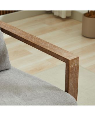 Swivel Upholstered Accent Chair with Solid Wood Armrests