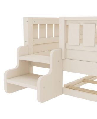 Bookshelf bed with stairs, safety rails, trundle
