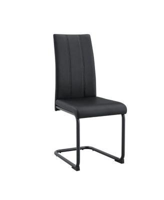 2-Pack PU Upholstered Dining Chairs - Black Modern Kitchen Side Chairs