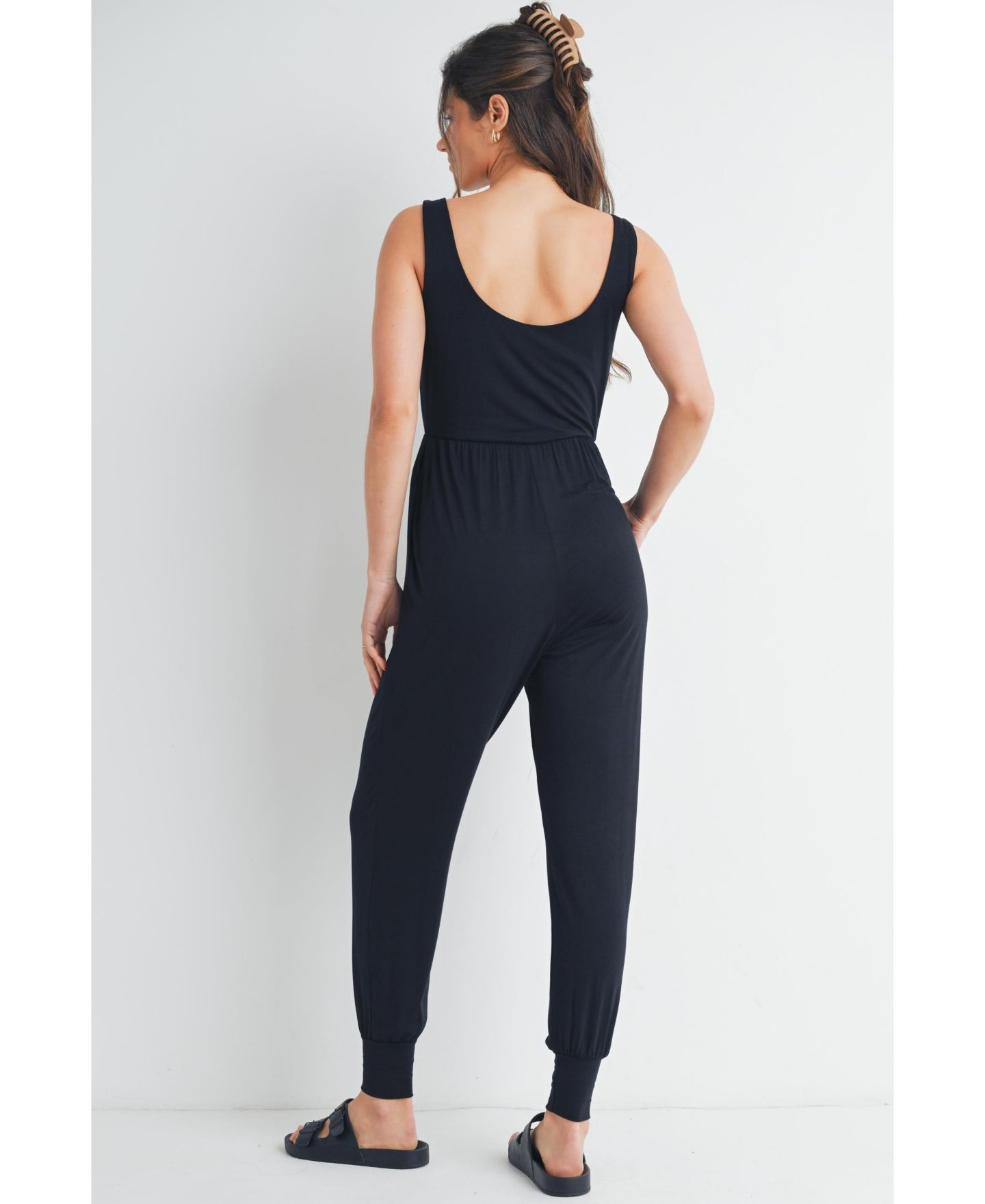 Женский комбинезон Hello Miz Maternity Sleeveless Scoop Neck Jumpsuit with Pockets, цвет: Чёрный — фото 4