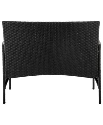 4 Piece  Outdoor Conversation Patio Set with 2 Armchairs 1 Loveseat and Tempered Glass Coffee Table for Backyard Garden Porch