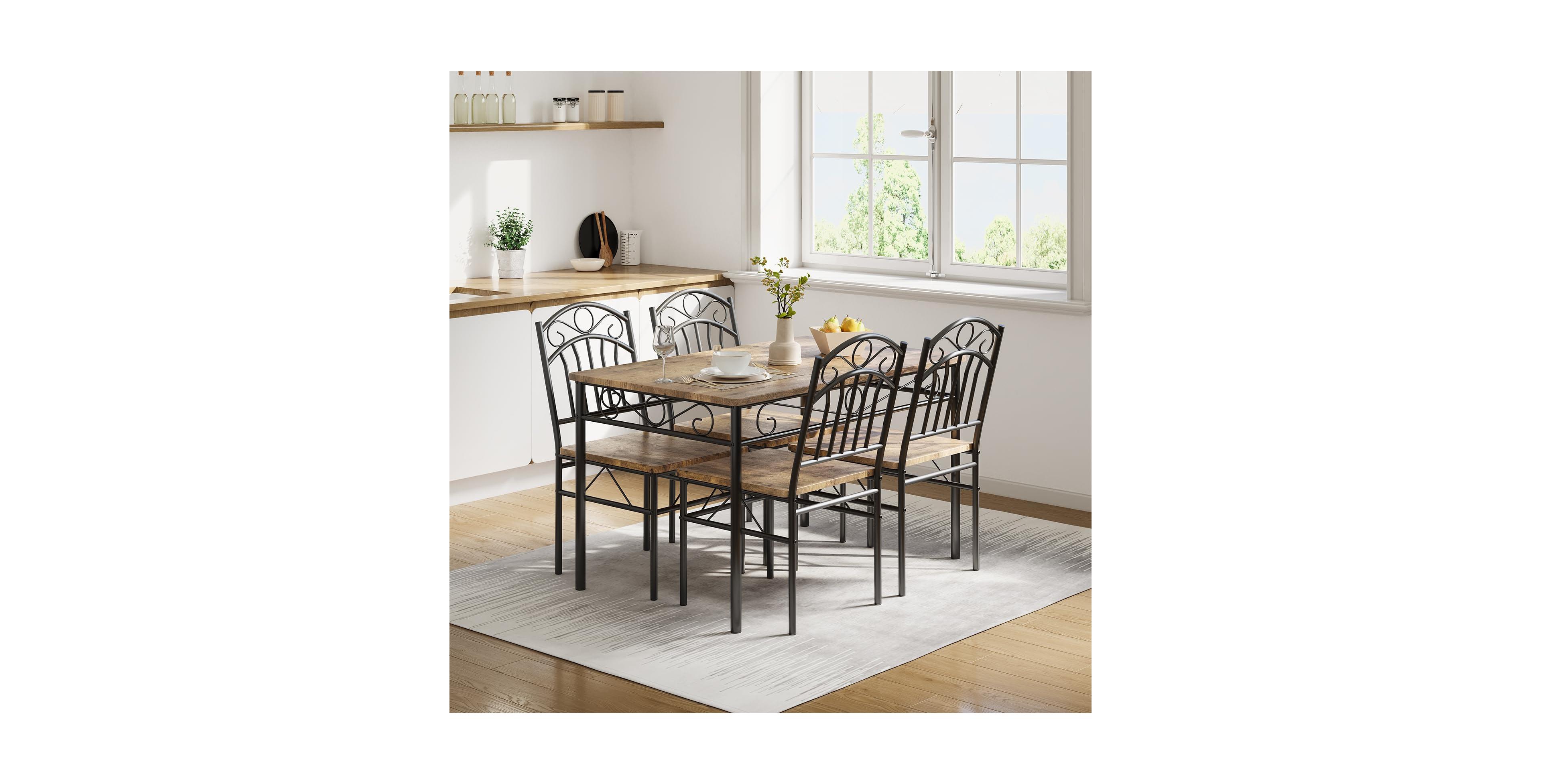 gaomon Dining Table Set of 4, Retro Industrial Dining Table & Chairs, Wood Table Chairs Set for Small Space