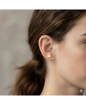 Solid 14k 18G Cubic Zirconia Small Elephant Cartilage Labret Flat-back Piercing