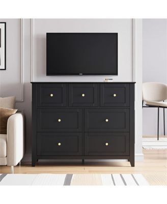 7 Drawer Dresser for Bedroom, Simply Modern Chest of Drawers, Wood Storage Double Dresser with Deep Drawers