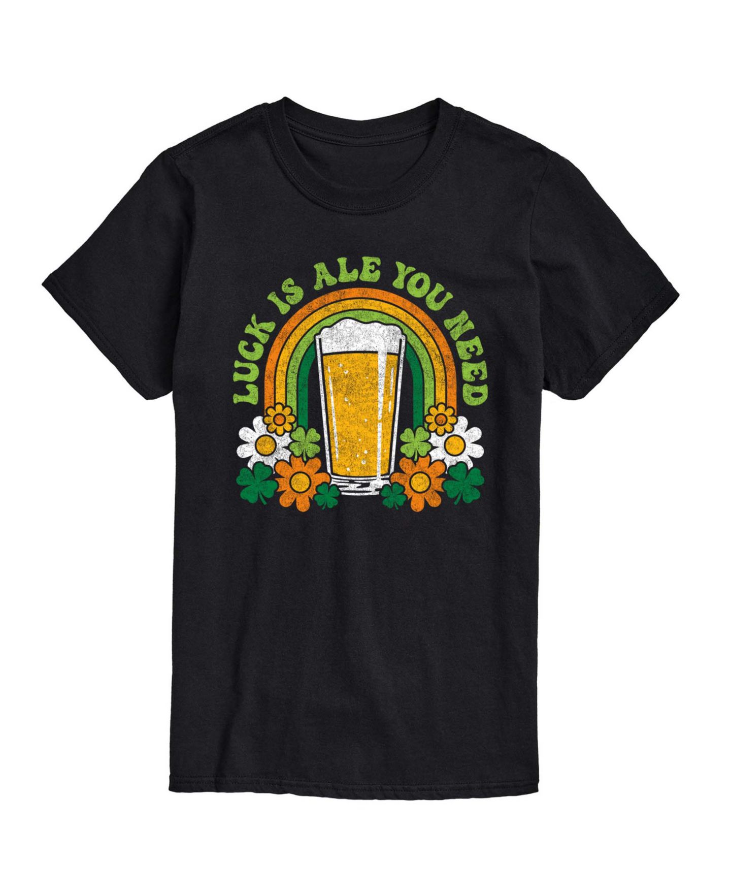 Мужская футболка AIRWAVES Instant Message Luck Is Ale You Need Short-Sleeve Graphic, цвет: Чёрный — фото 1