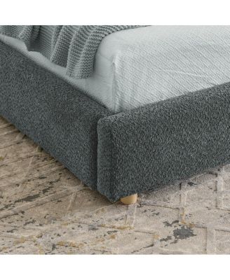 Streamdale King Size Upholstered Bed Frame, Modern Minimalist, Curved Headboard, Drawer Storage