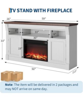 58" Fireplace TV Stand with 36" Electric Fireplace & Storage