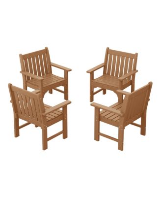 Outdoor Patio HDPE Adirondack Dining Arm Chairs (Set of 4)