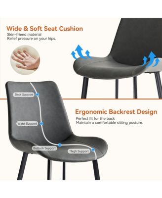 PU Leather Dining Chairs Set of 2, Dining Chair with Iron Legs