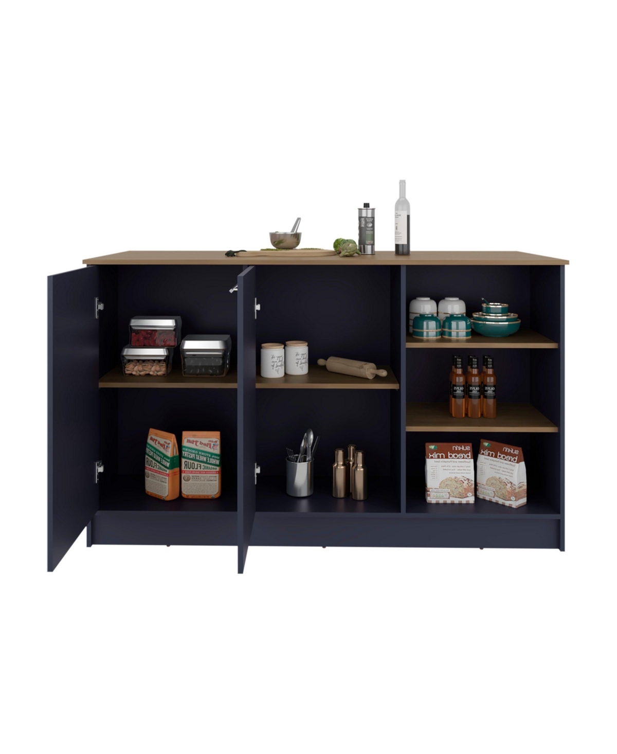 Fm Furniture Red Rock Kitchen Island with 2 Doors and Open Storage