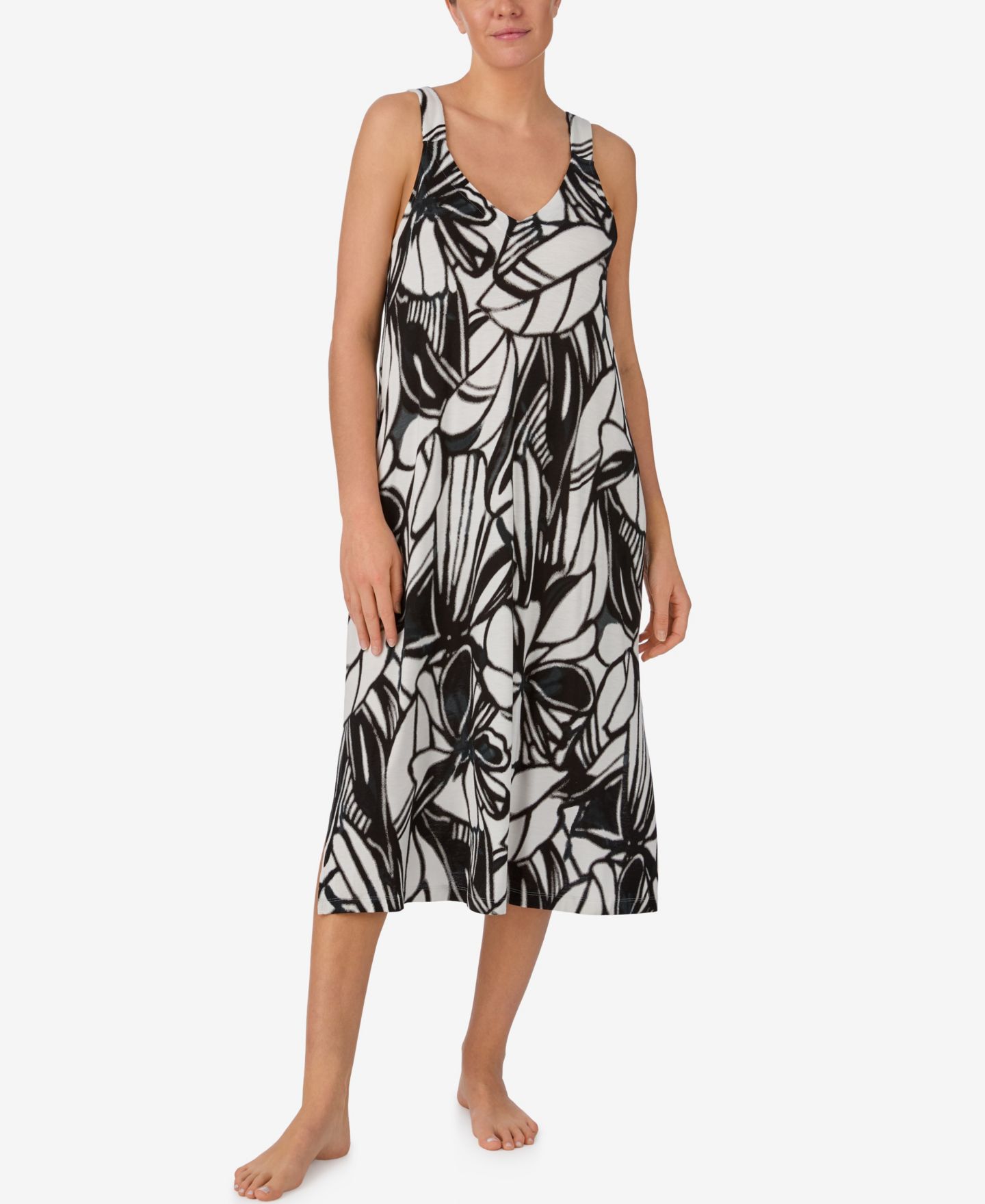 Сорочка Sleepwear, без рукавов — DKNY, цвет: Чёрный с принтом — фото 1